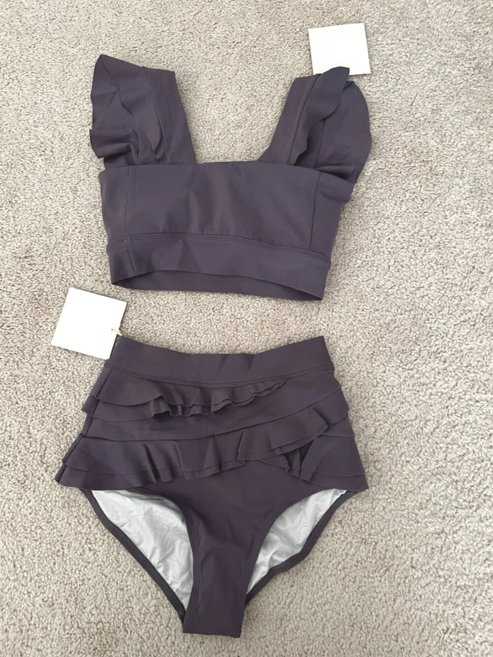 NWT Visual Mood SERENA RUFFLED BIKINI‎ SET - LAVENDER size XS S